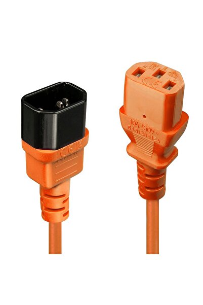 LİNDY Cablu prelungitor de alimentare de 0,5m, C14 la C13, fără plumb, portoc...