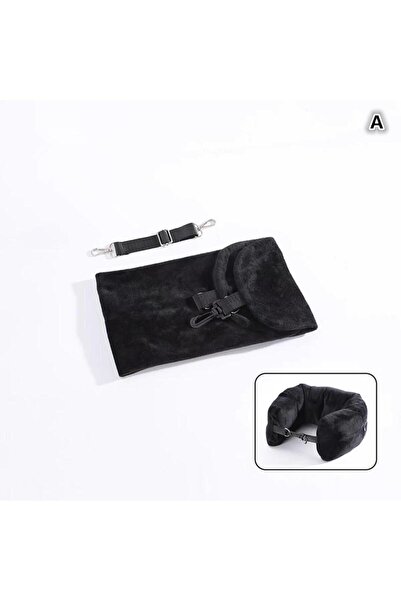 Choice1 A Black 【SSummer10】Travel U-Shaped Neck Pillow with Fillable Storage ...