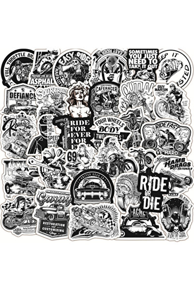 Choice 50PCS Black and White Classic Retro Car Motorcycle Graffiti Stickers N...