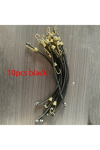 Choice Black 10Pcs 10-Pack Heavy-Duty Elastic Straps with Metal Hooks for Out...