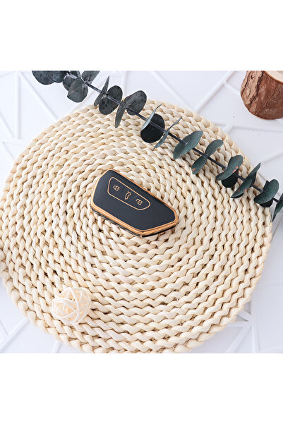 Choice1 Gold Edge DZ04 Black TPU Car Remote Key Case Cover for VW Volkswagen ...