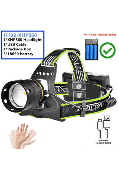 Choice1 black H192 WITH18650 Super Bright XHP360 Headlamp LED Flashlights 36-...