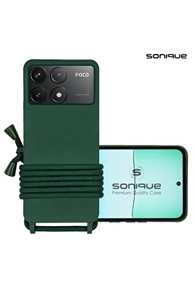 Sonique Θήκη Σιλικόνης με Κορδόνι CarryHang Xiaomi Poco F6 Pro 5G Πράσινο Σκούρο