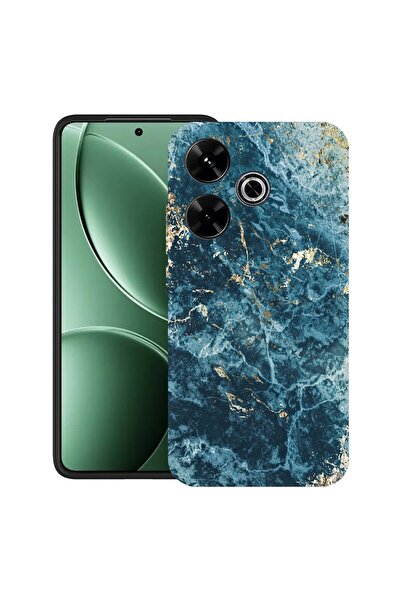 bestcase Калъф за Xiaomi Redmi 13x с мраморен дизайн - зелен и златен, TPU ма...