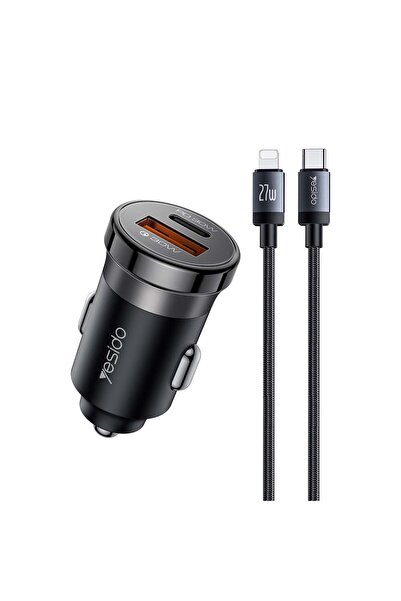 Yesido Φορτιστής Αυτοκινήτου Y73 USB-A + USB-C με καλώδιο Lightning 30W PD Μαύρο