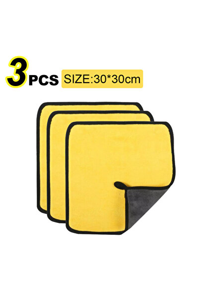 Choice5 T056-3pcs-yellow 5Pcs Car Microfiber Cleaning Towels Thicken Double L...