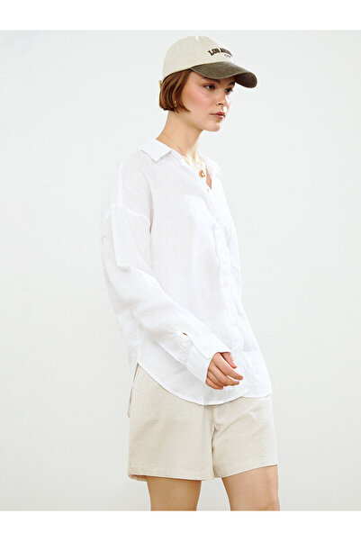 LC Waikiki Nevavm Oversize 100% Linen Women's Shirt with a Difference