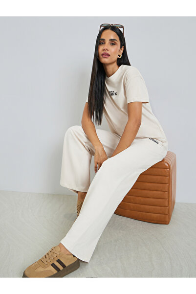 Styli Off White Printed T-Shirt and Joggers Co-ords