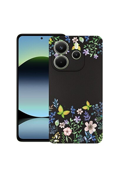 bestcase Калъф за Xiaomi Redmi Note 14, Пеперуди и цветя, Тънък силиконов 0.8...