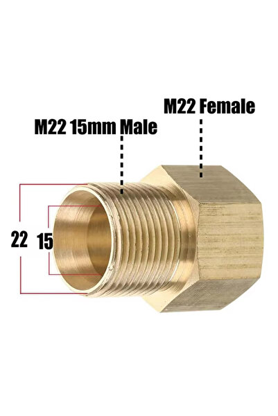 Choice1 COLORLESS High Pressure Washer Coupler Metric M22 15mm Male to M22 14...