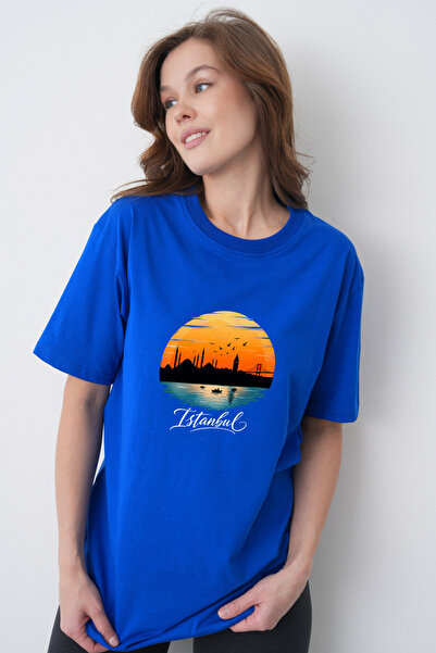 TREND EMMODA Tricou casual pentru femei, cu imprimeu grafic Sunset Istanbul S...