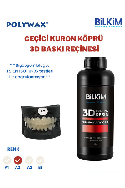 POLYCURE GEÇİCİ KURON KÖPRÜ UYGULAMALARI İÇİN 3D BASKI REÇİNESİ - 3D REÇİNE -...