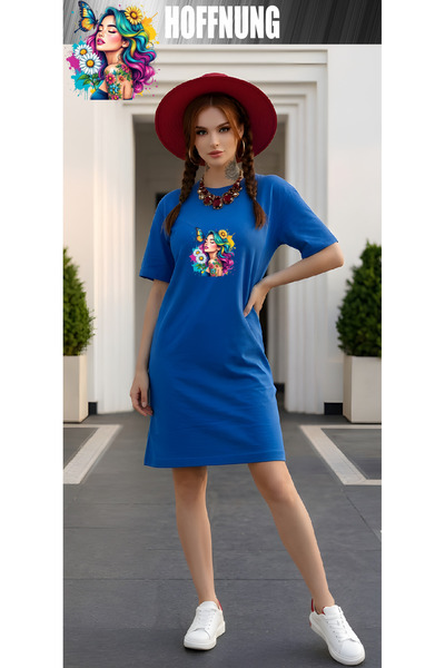 HOFFNUNG Women's Short Sleeve Crew Neck T-Shirt Dress Nightgown