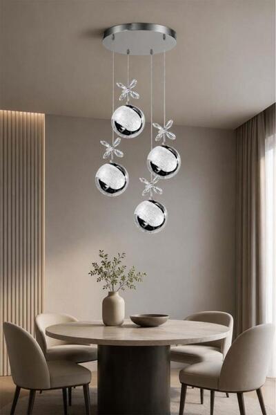 Eray Aydınlatma 6025-3+1 4lü Krom Sarkıt Led Avize