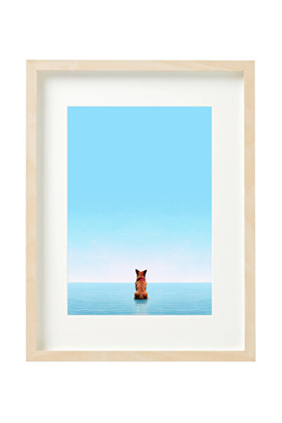 Boomah Accessories Dog Minimalist Ocean View, Blue Skies Poster with Frame 30...