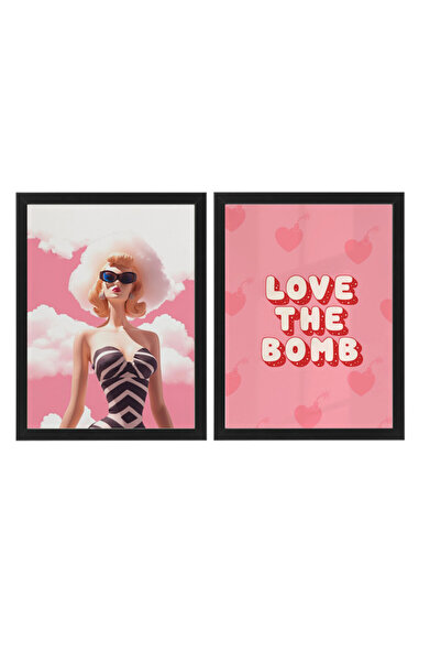 Boomah Accessories Set of 2, Barbie Wall Art, Preppy Pink Room Decor Poster w...