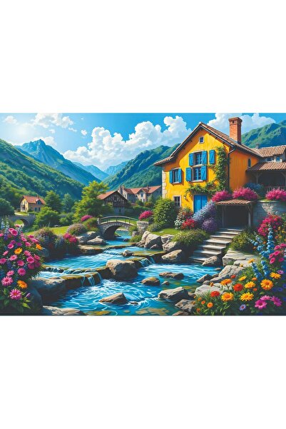 Nova Puzzle 1000 Piece Yellow House in the Shadow of the Mountains Puzzle/Jig...