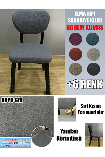 İLYEVTEKSTİLİ ELMA TİPİ SANDALYE KILIFI LÜX BOHEM KUMAŞ ÇOK KALIN %100 PAMUK,...
