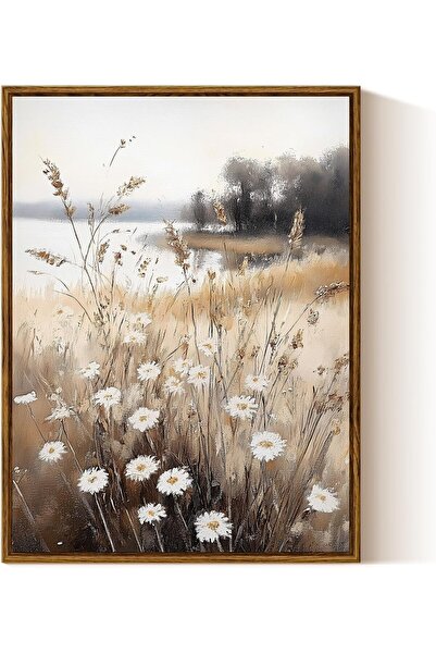 ALAYRA International Boho Wildflower Meadow Artwork with Outer Frame for Livi...