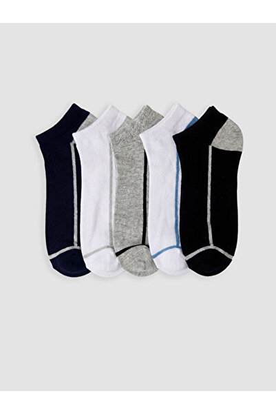 LC Waikiki Rmz Gi̇yi̇m Farkiyla Striped Boys' Booties Socks 5-Pack