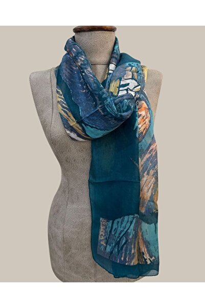 Pure Silk Atelier %100 Saf İpek Van Gogh Yıldızlı Geceler Desenli Lüks Fular ...
