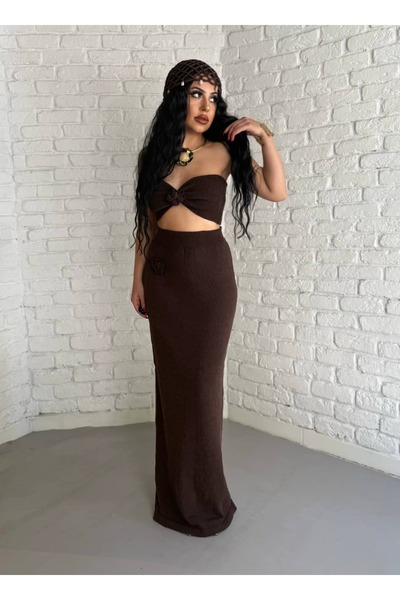 moneta boutique Set de tricotaje pentru femei, cu bustieră și fustă, cu detal...