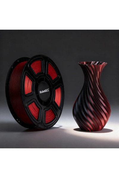 robotgcc خيوط طباعة ثلاثية الأبعاد PLA حريرية باللونين الأسود والأحمر، قطر 1....