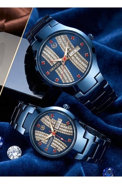 SMAKER Couple Watch Set – His & Her Water Resistant Watches – Stainless Steel...