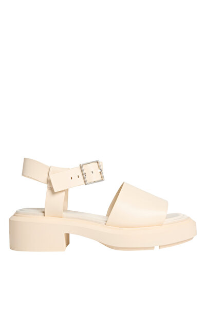 Calvin Klein Ekru Kadın Deri Sandalet CHUNKY SANDAL LTH MG