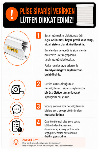 PLİSANSS TÜL SERİSİ Plise Perde (AÇIK GRİ KUMAŞ + BEYAZ PROFİL KASA) Cam Balk...