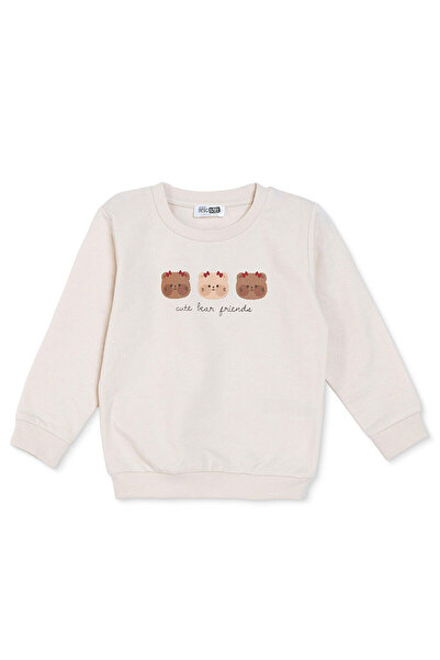 ebebek Hello Baby HelloBaby Kız Bebek Sweatshirt Ayı Baskılı Bisiklet Yaka Lo...