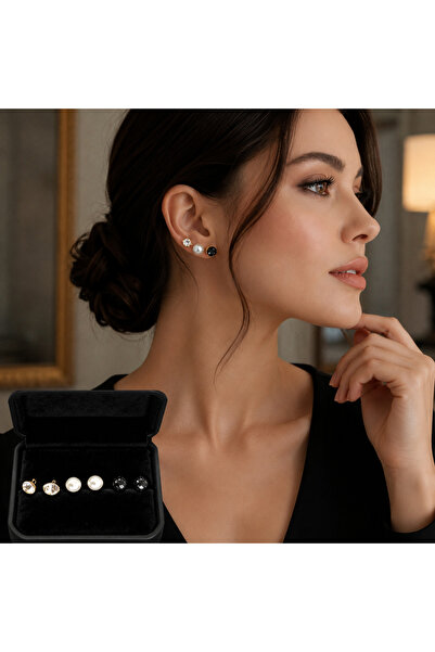 ELUNE İSTANBUL &Milano Elegant 3-Piece Combination Earring Set – Minimal Earr...