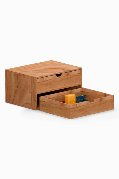 Woodsaka Desna Two Tier Two Drawer Cabinet & Monitor Stand - Cherry |   34 cm...