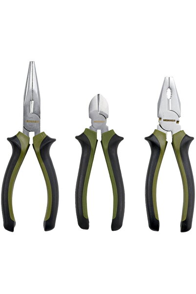 Heinner HR-PHT111 3-piece tool set, long nose pliers 160 mm, diagonal cutting...