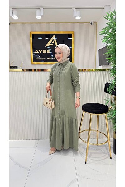 ayşe akay Uzun boy %100 pamuk tesettür elbise