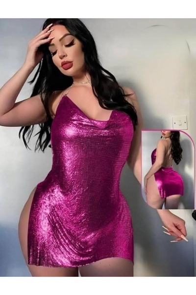 RAHAF TİCARET Rochie mini cu bretele strălucitoare