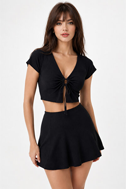 SHEBARA Twirled Skirt Crop Summer Mini Set