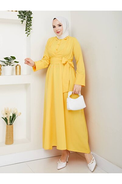 mf venessa Women's Belted Tericoton Dress 135cm