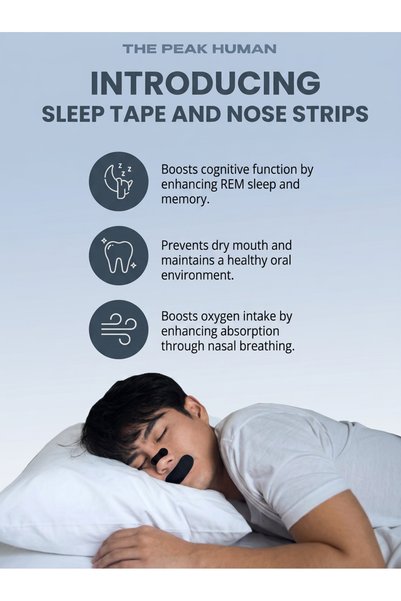 The Peak Human Anti Snoring Mouth Tape and Nasal Strips for Sleeping, 30 Day Supply– Mouth Tape for Adults, Sleep Aid to Promote Nasal Breathing, Improve Oxygen Flow, Skin-Safe & Comfortable