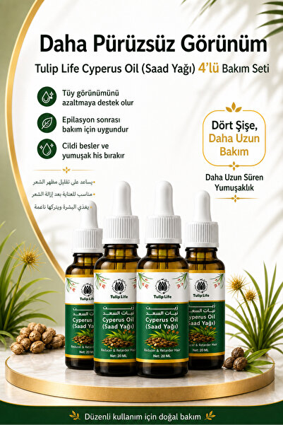 tulip life Cyperus Oil (Saad Yağı) Tüy Görünümünü Azaltmaya Yardımcı Bakım Ya...