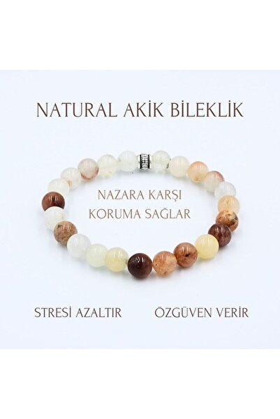 Zodyak Doğal Taş Natural Stone Agate Bracelet 8mm | Natural Agate Natural Sto...