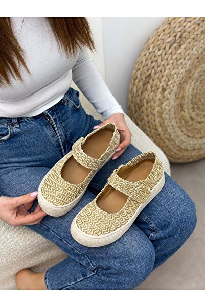 ERVANIN BUTİĞİ Straw (Roley) Velcro Women's Sports Shoes
