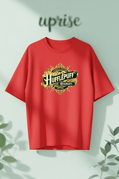 Vordevia Μπλουζάκι Hufflepuff από βαμβάκι με στάμπα και σχέδιο κτιρίου