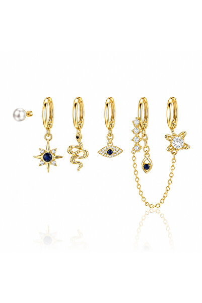 Venus Design Steel Snake Set of 6 Earrings
