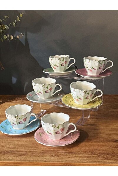 şirineşyalarım Elois 6-Person Porcelain Turkish Coffee Cup Set - 90 ml