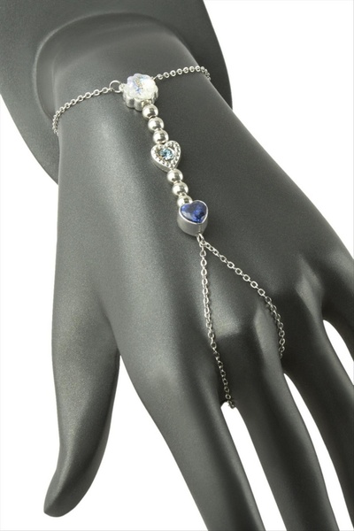 ZERO LAND Gldisptm Heart Flower Stone Shahmeran - (51407) Silver Color