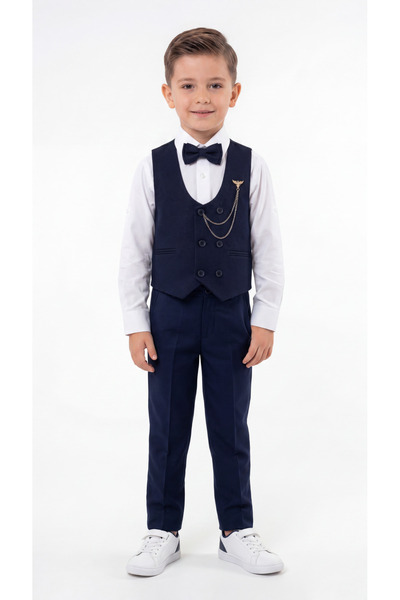 Mışıl Kids Set pentru băieți cu vestă, papion și lanț