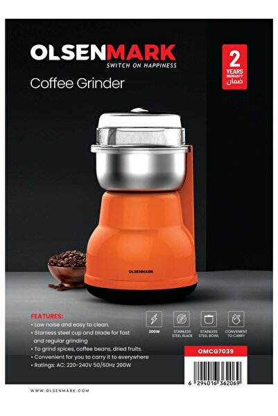 Olsenmark Coffee Grinder OMCG7039 | 200W Motor | Stainless Steel Jar & Blade ...