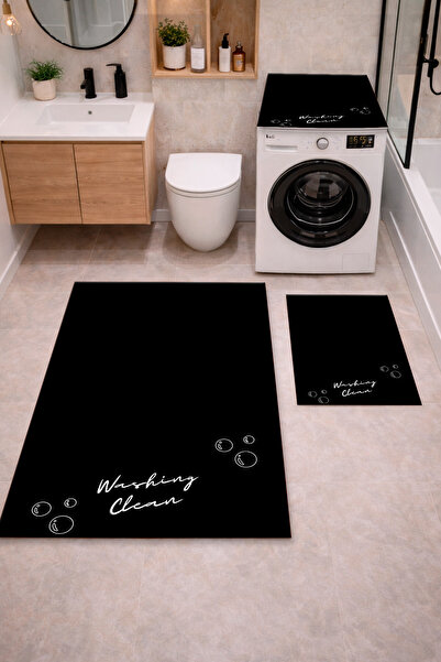 Getcarpet Set de 3 covorașe de baie cu bază anti-alunecare și imprimeu digita...