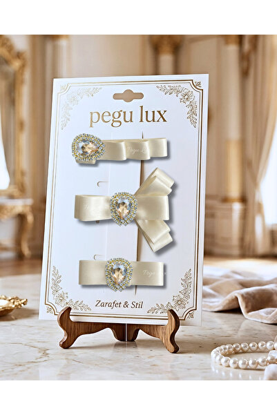 pegu baby collection مجموعة من 3 مشابك شريطية صغيرة فاخرة من الساتان بلون إكر...